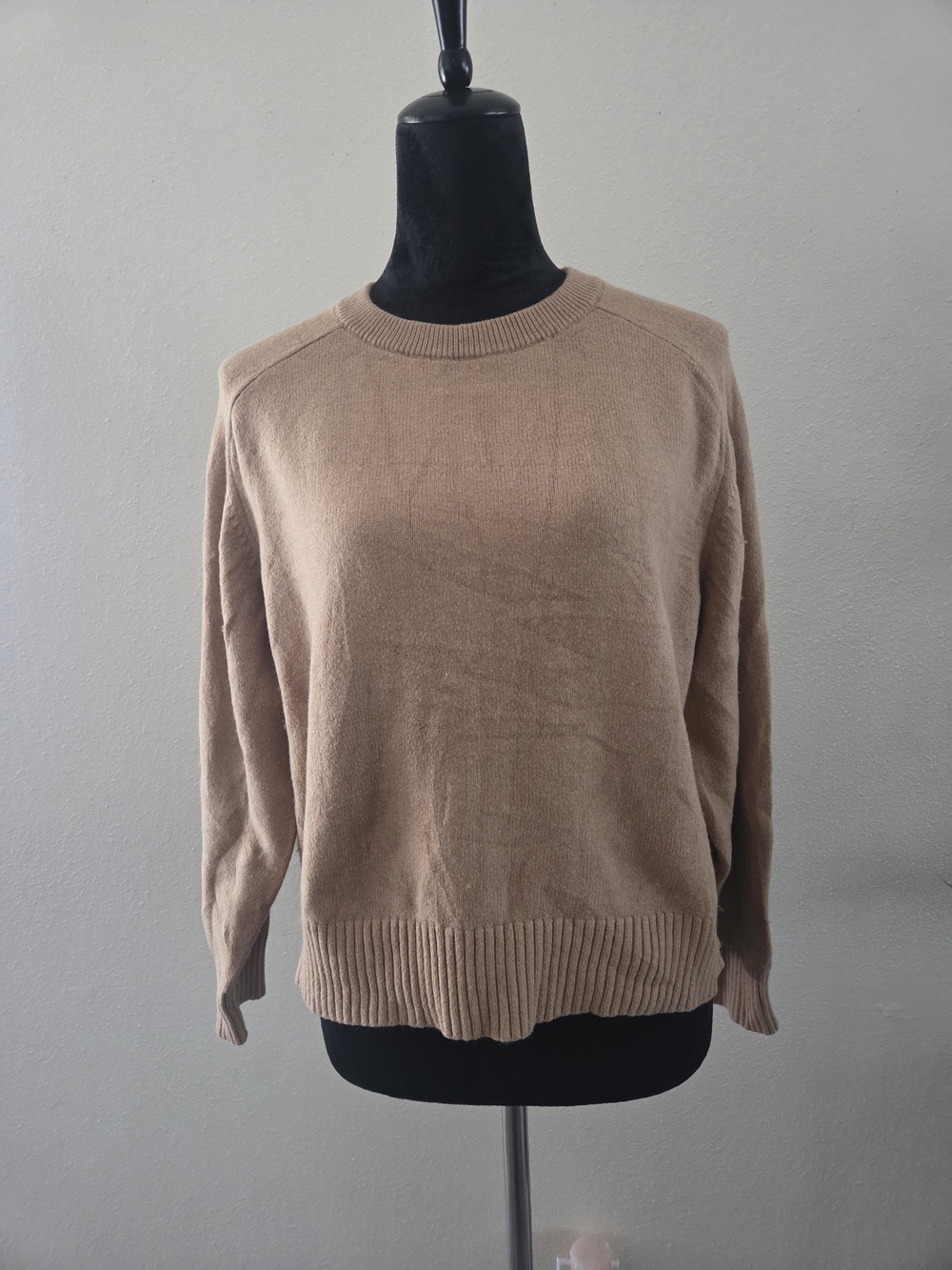 Banana Republic Factory Camel Crewneck Sweater Cotton Wool Blend Women's Sz M